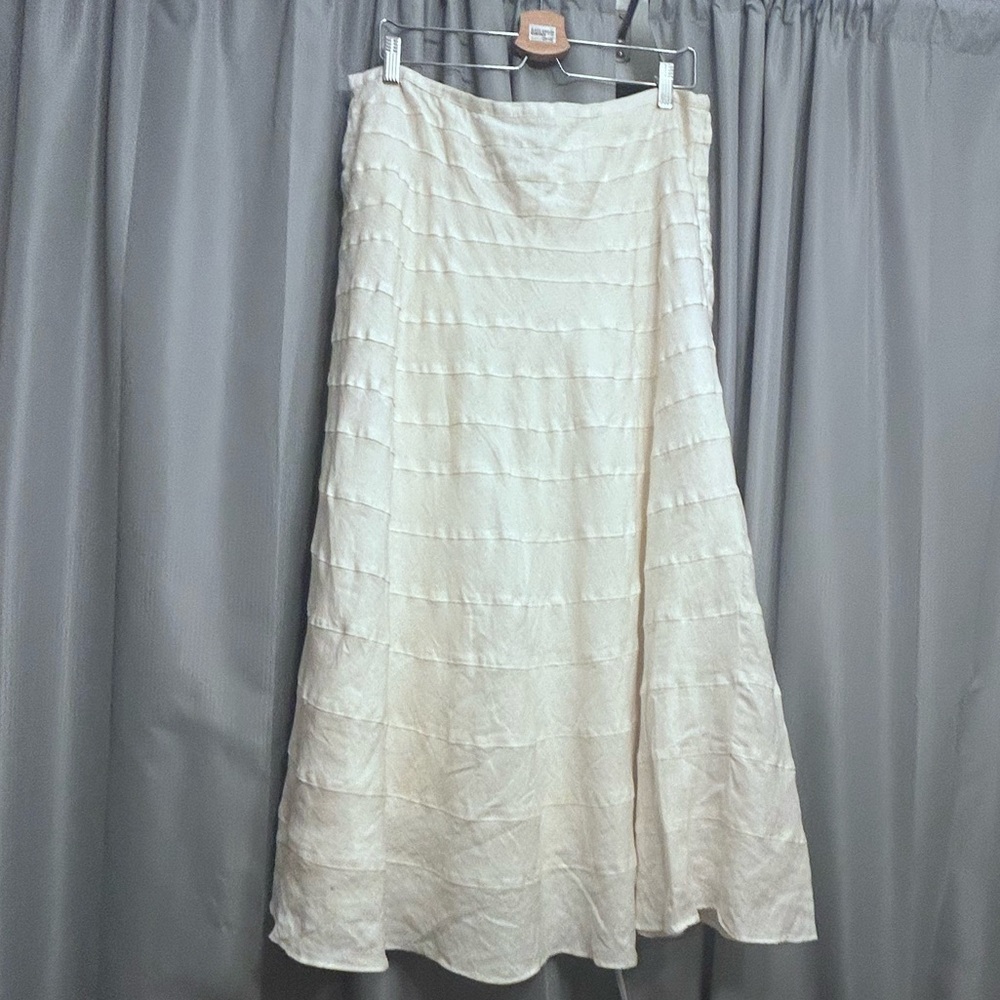 Soft surroundings cotton maxi skirt coastal lined minimalist freestyle summer XL